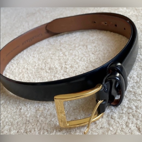Cole Haan Men’s Black Dress Belt Solid Brass Gold Tone Buckle Size 36 - Picture 2 of 12